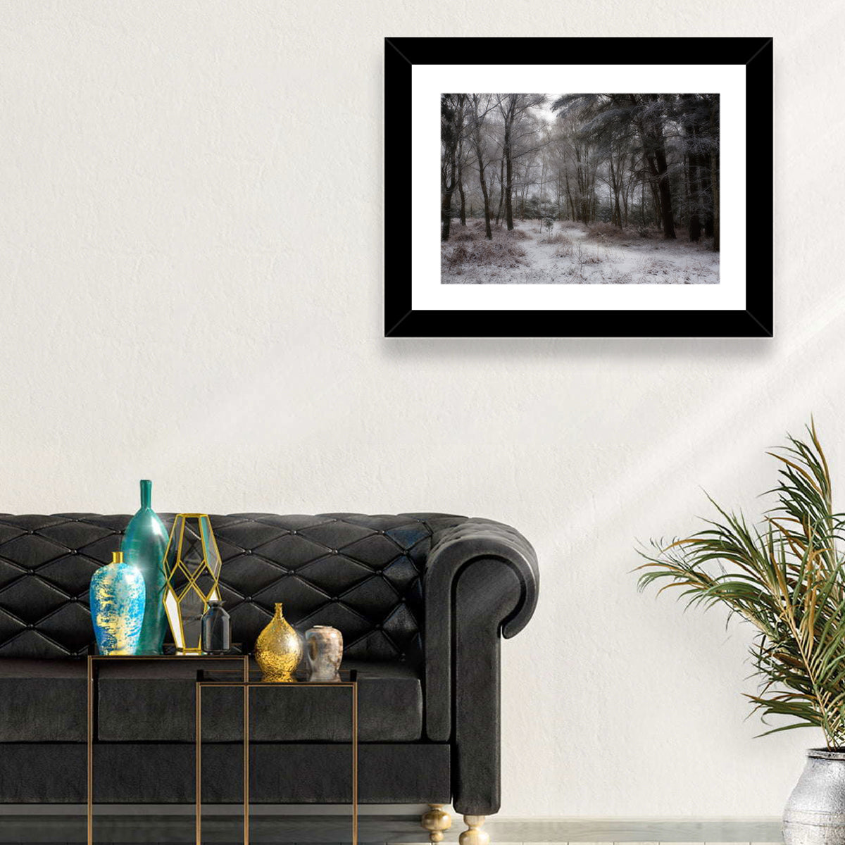 New Forest Winter Path Wall Art in a room, landscape