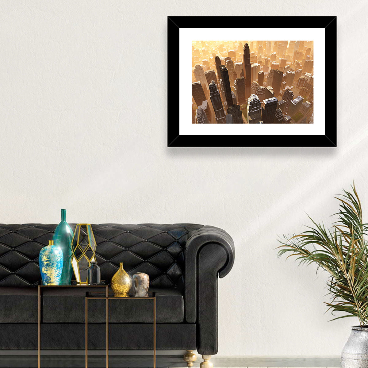 Arizona Skyscrapers at Golden Hour Wall Art in a room, landscape