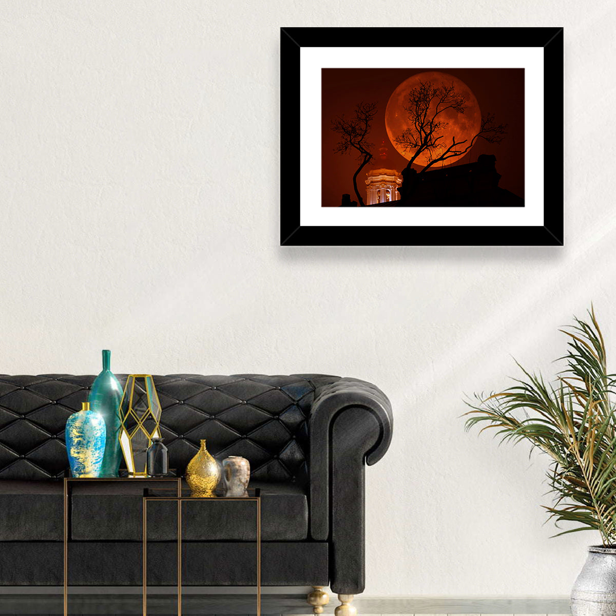 Haunted Supermoon Over Church Spire Wall Art