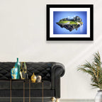 Surreal Floating Island with Waterfalls Wall Art