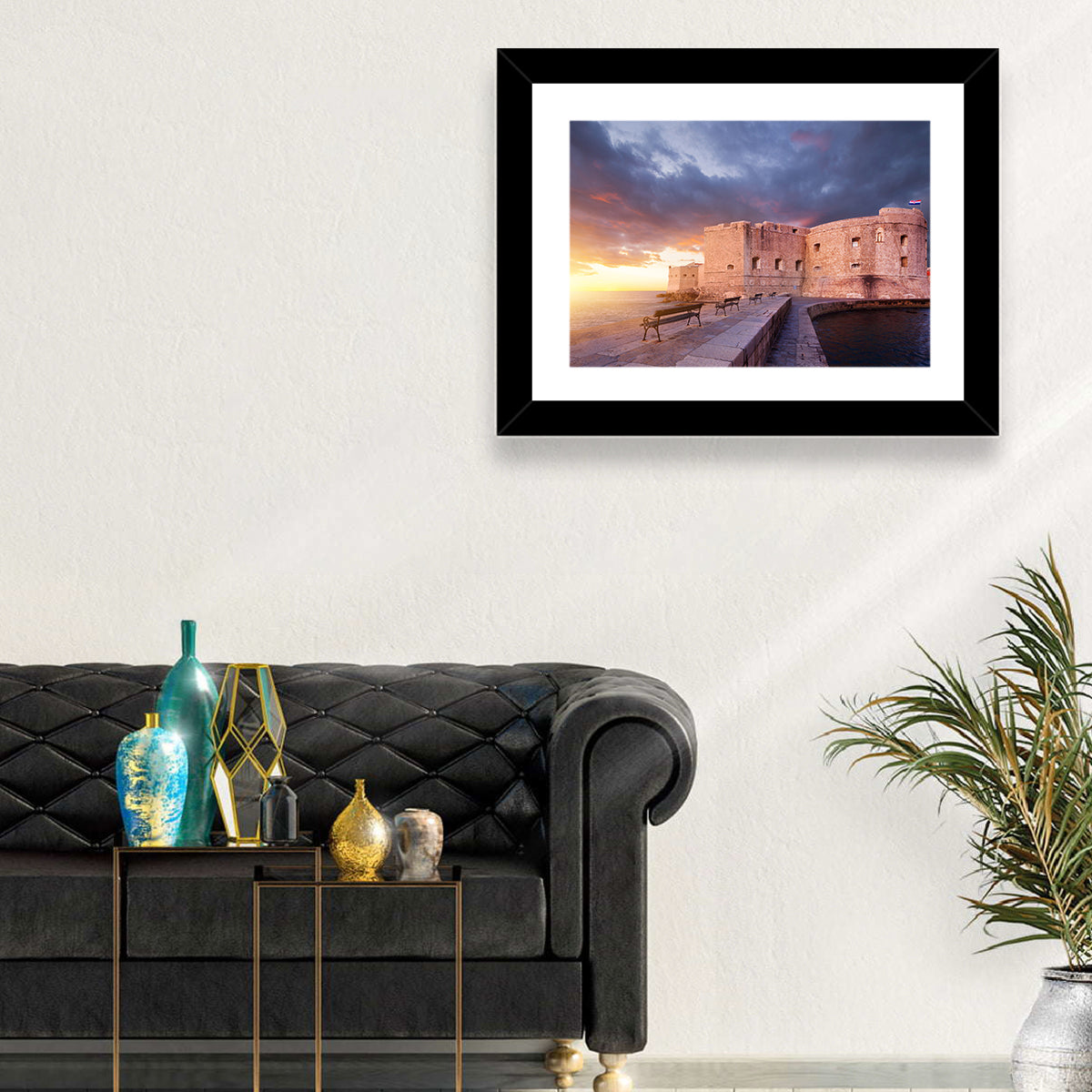 Fort Bokar at Sunset, Dubrovnik Wall Art in a room, landscape