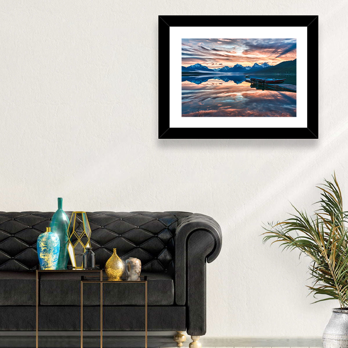 Lake Mcdonald Sunrise Wall Art in a room, landscape