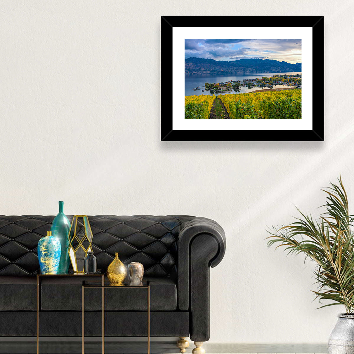 Okanagan Lake Vineyard, Kelowna Wall Art in a room, landscape