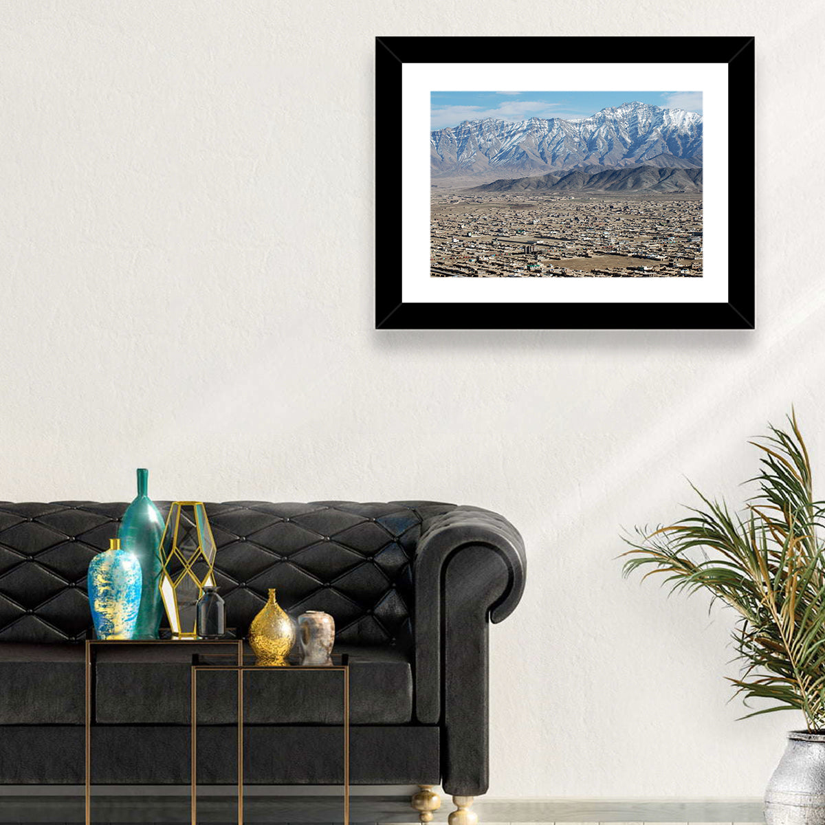 Kabul from Above with Snow-capped Mountains Wall Art