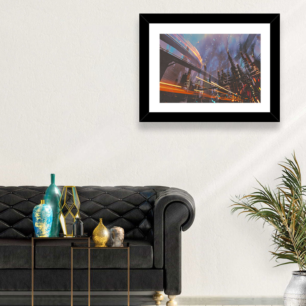 Futuristic Industrial Cityscape Wall Art