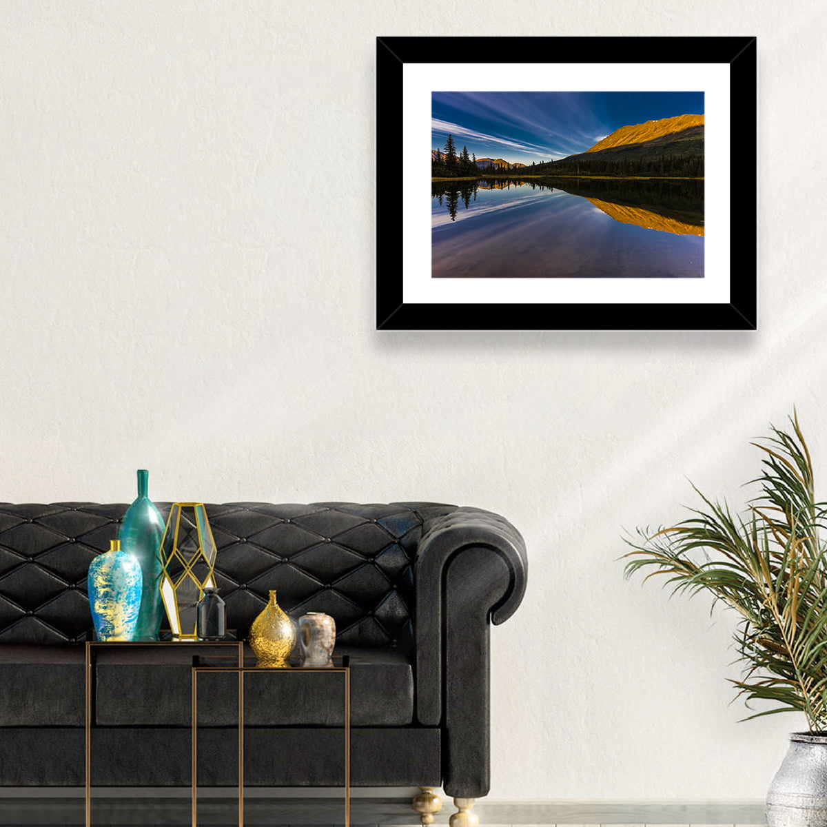 Rainbow Lake at Golden Hour Wall Art in a room, landscape