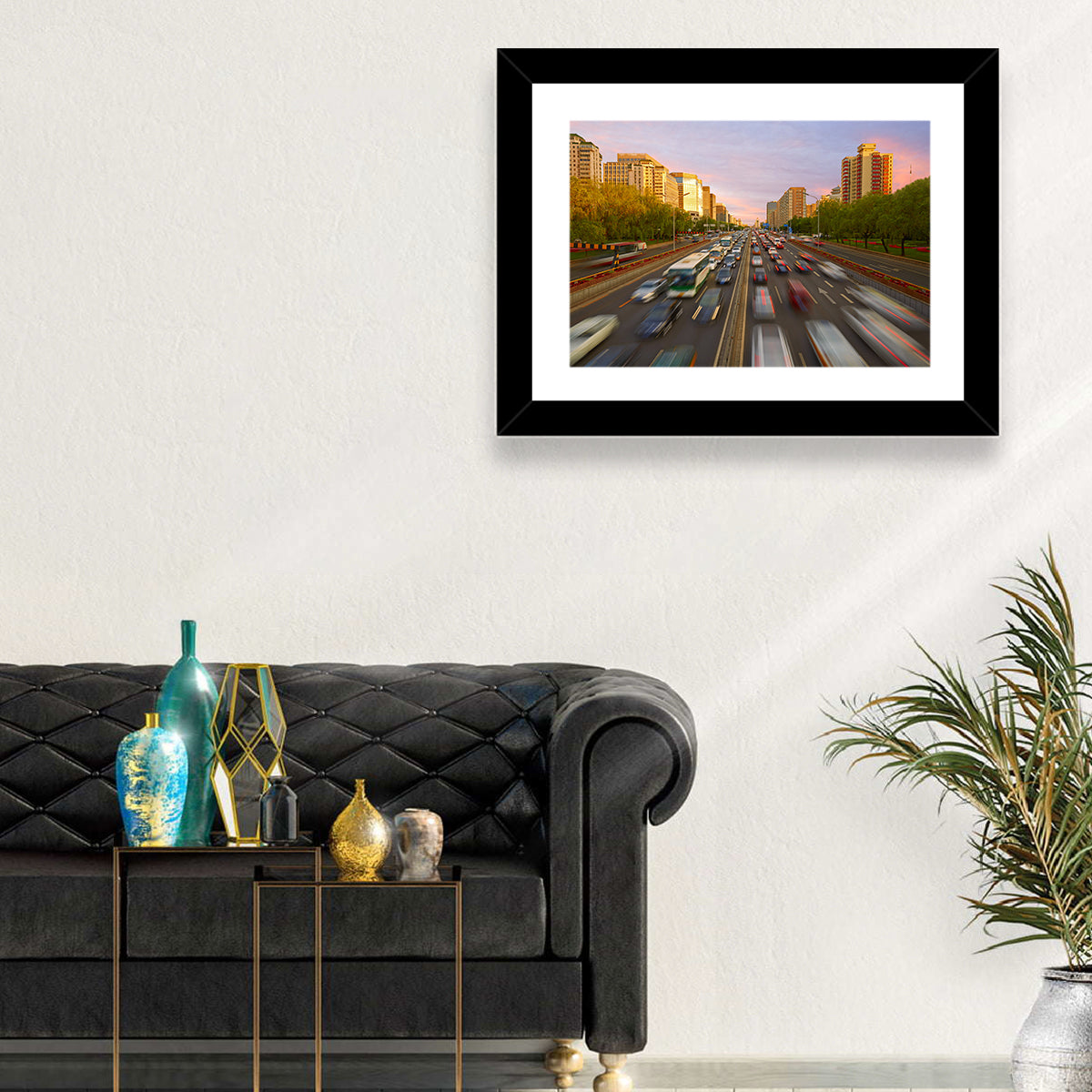 Beijing Sunset Traffic Streaks Wall Art