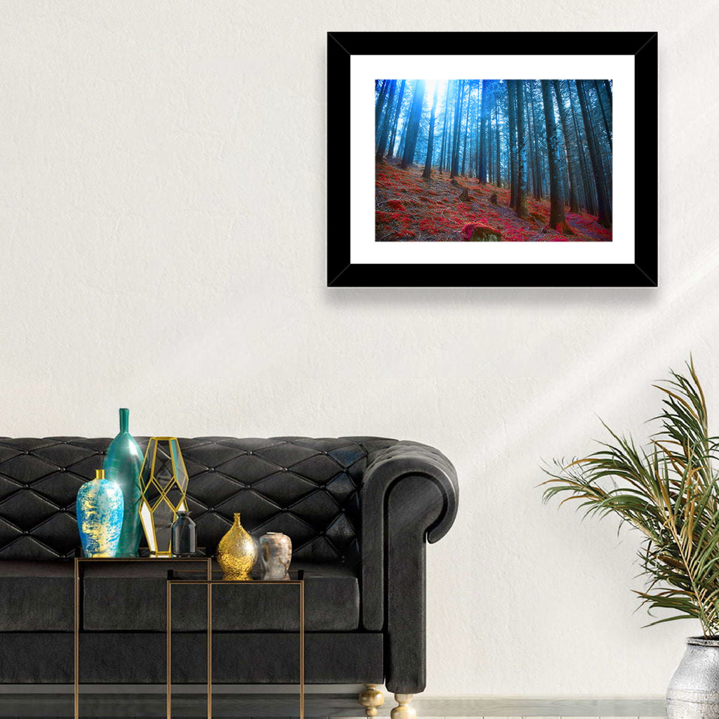 Enchanted Red Moss Forest Wall Art