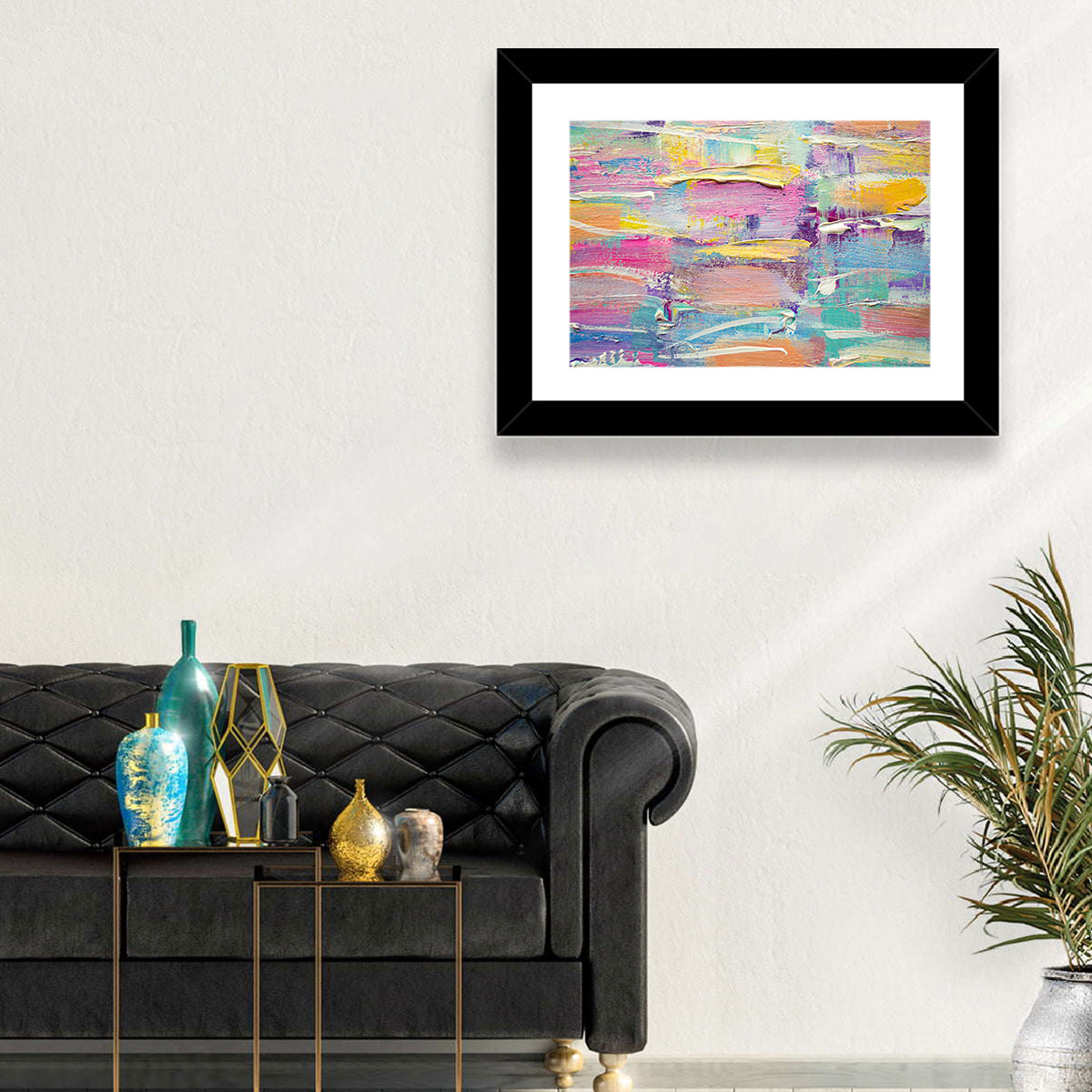 Rough Board Brushstrokes Wall Art in a room, landscape