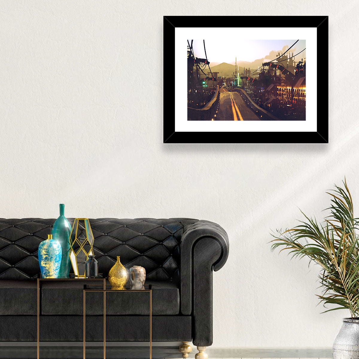 Futuristic Highway at Dusk Wall Art