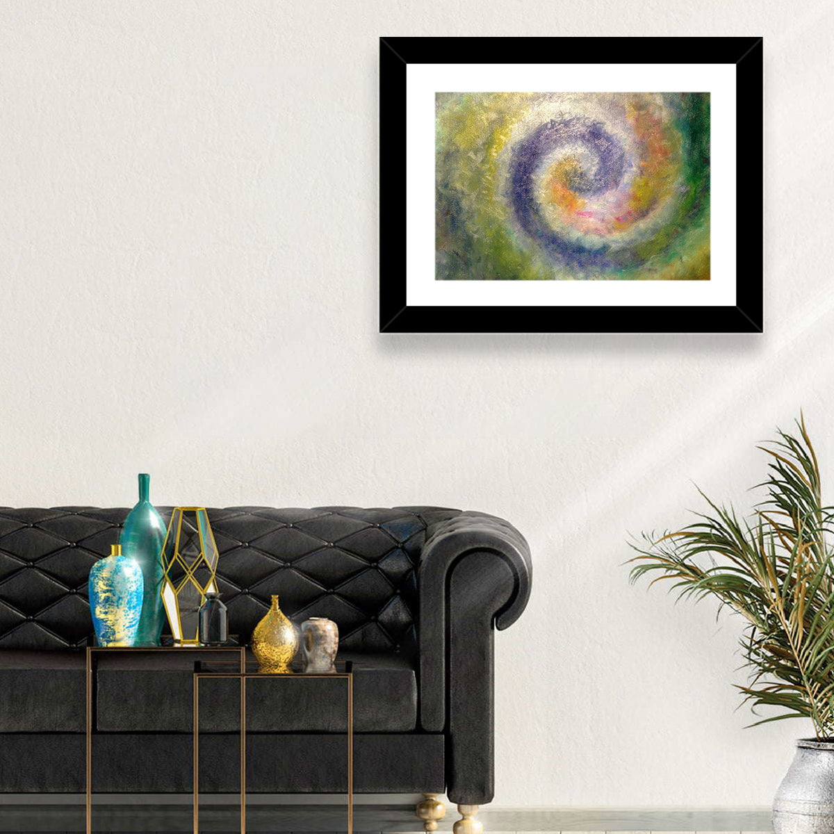 Spiral Golden Ratio Wall Art in a room, landscape