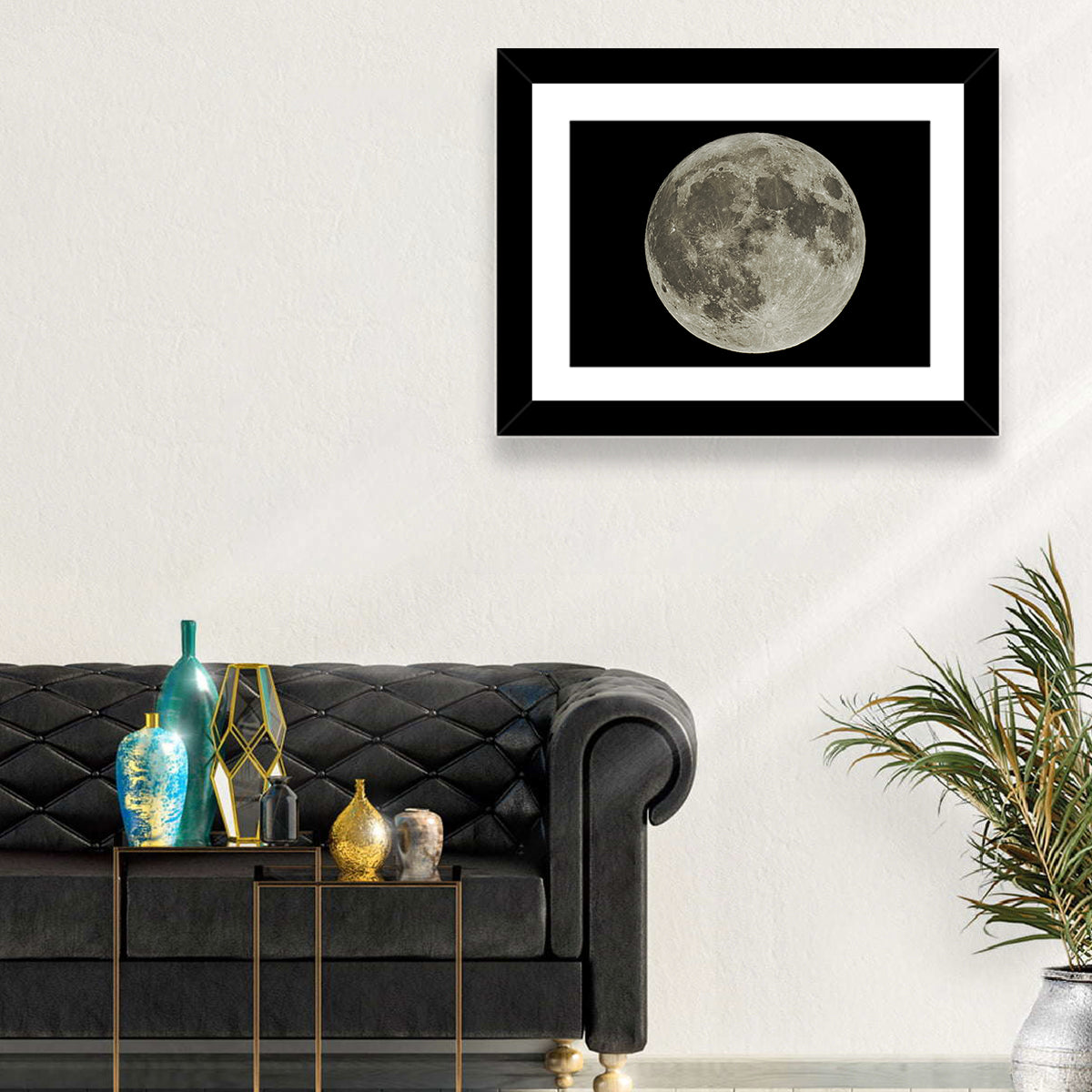 Full Moon with Tycho Rays Wall Art in a room, landscape