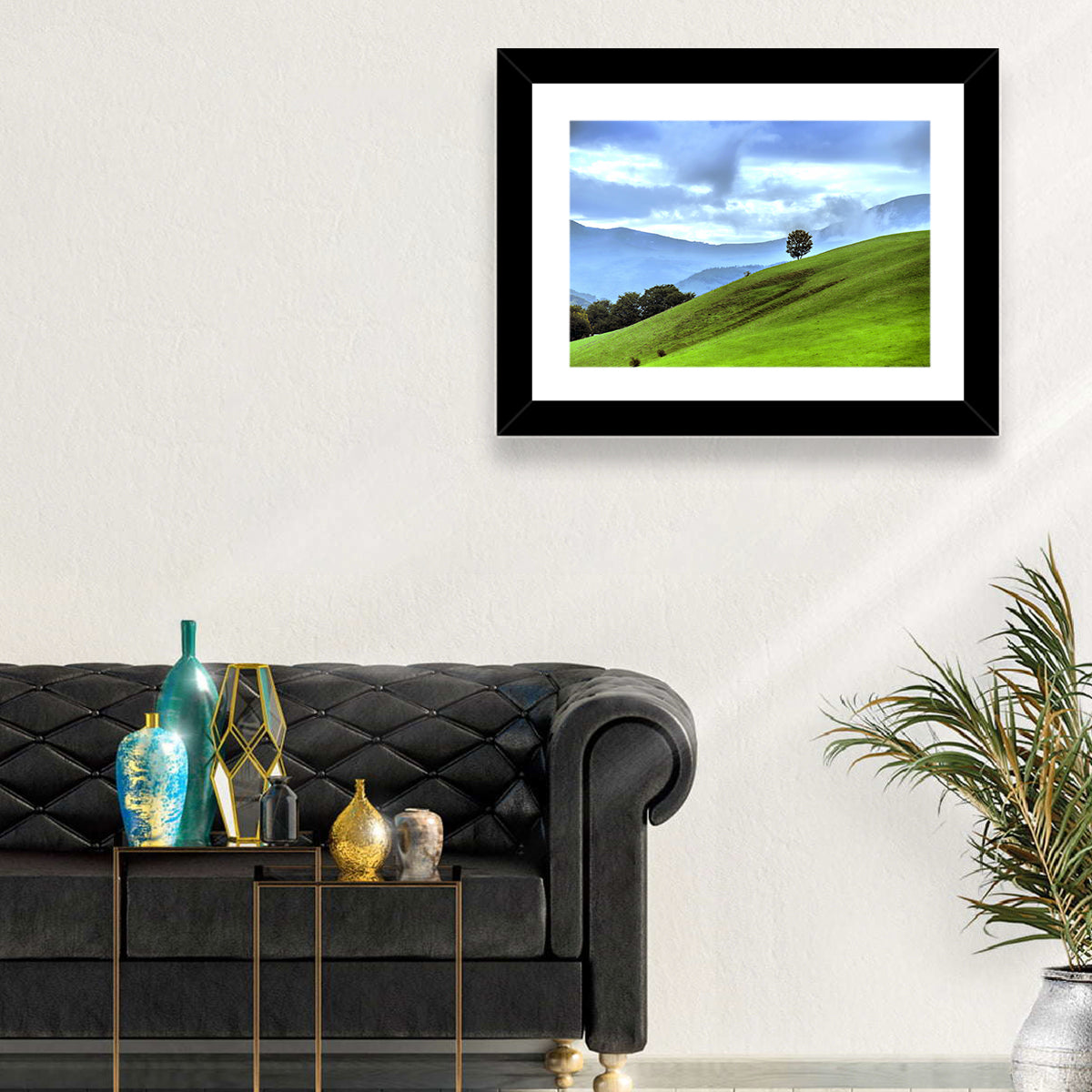 Talish Hillside with Lone Tree Wall Art in a room, landscape