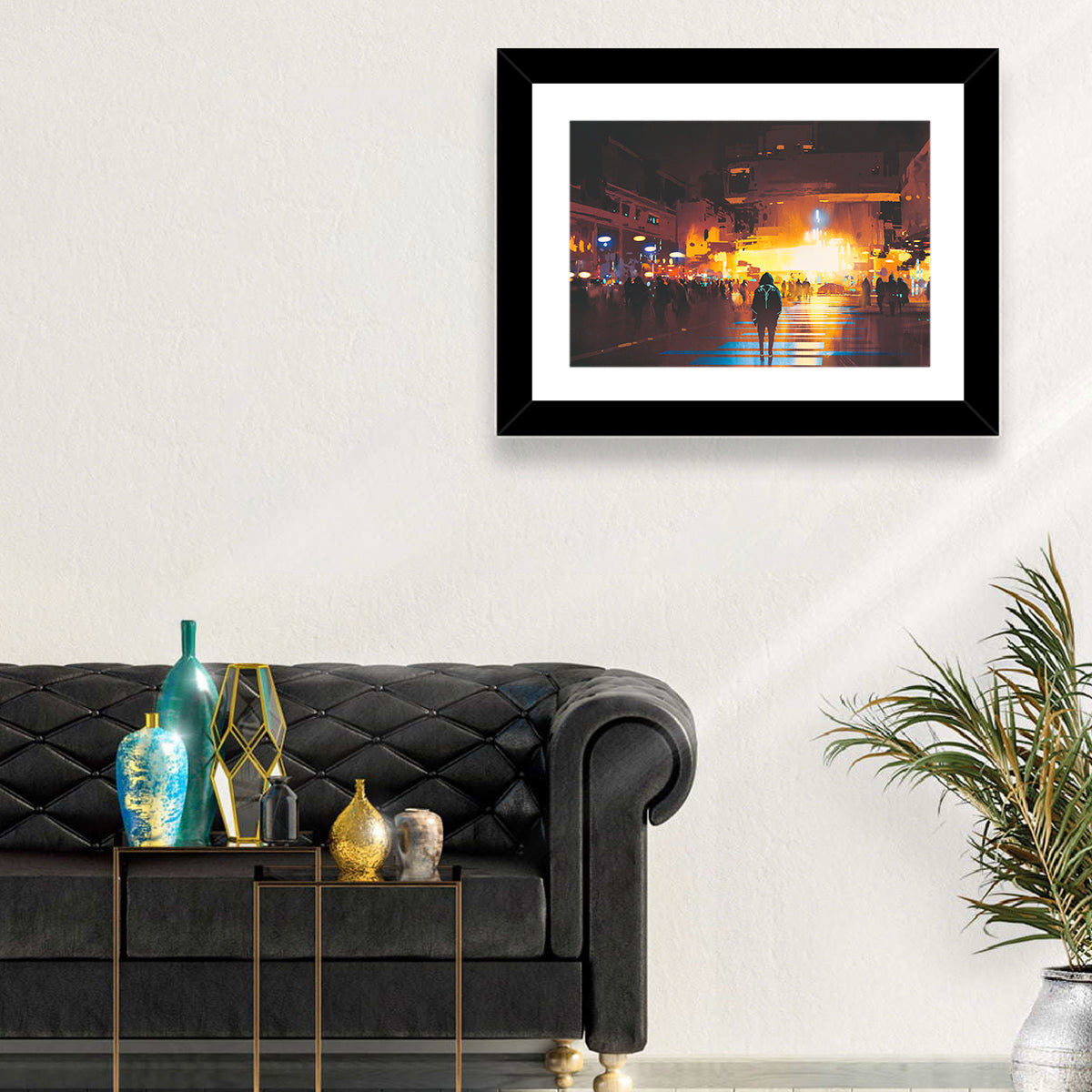 Futuristic Neon Cityscape Wall Art