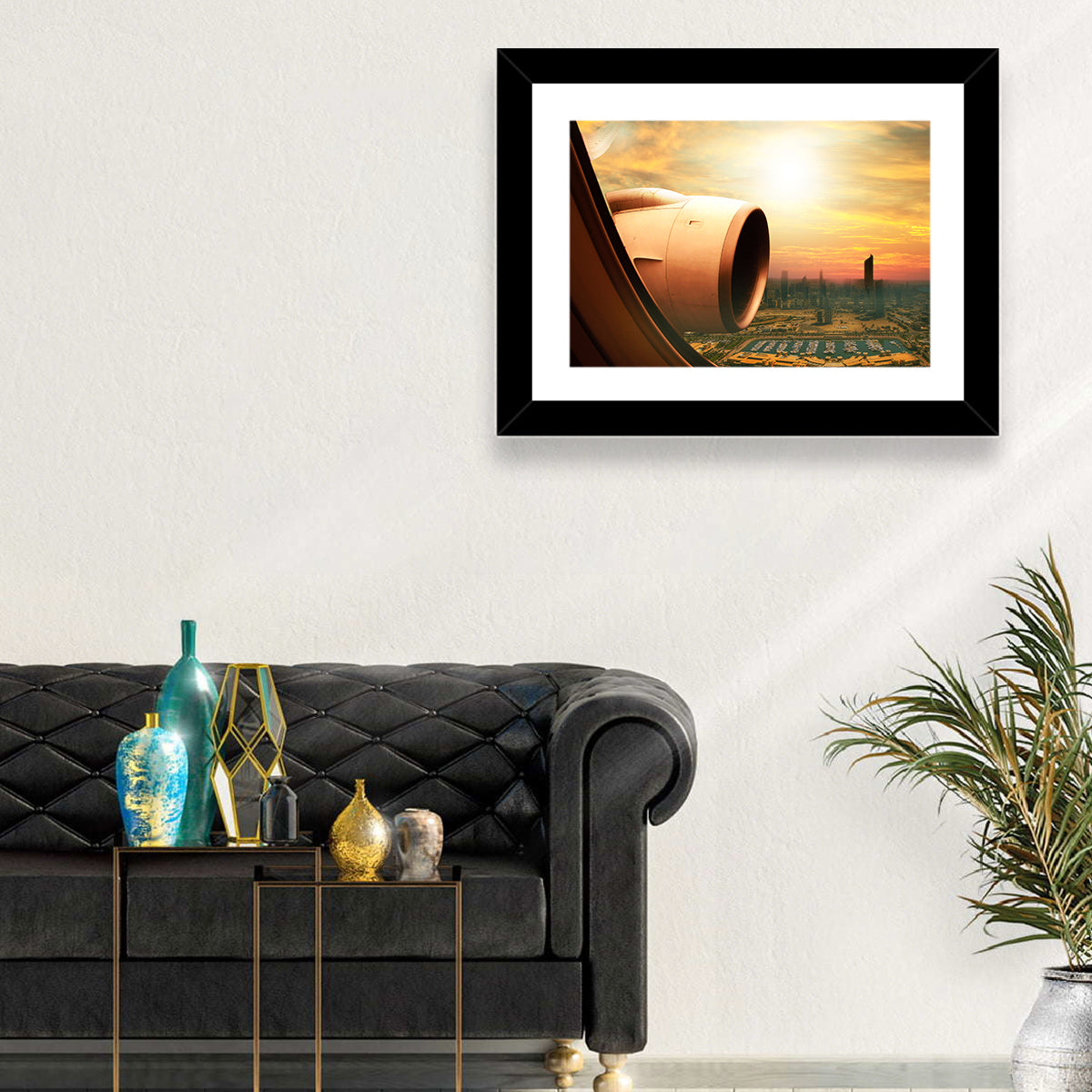Kuwait City at Golden Hour Wall Art in a room, landscape