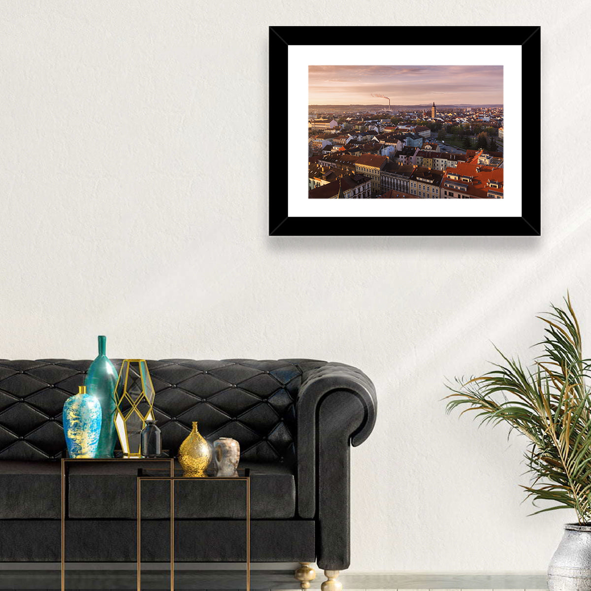 Red Tiled Rooftops at Golden Hour Wall Art