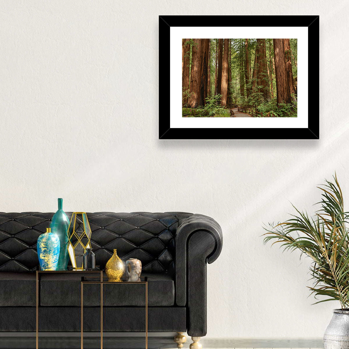 Muir Woods Redwood Trail Wall Art in a room, landscape
