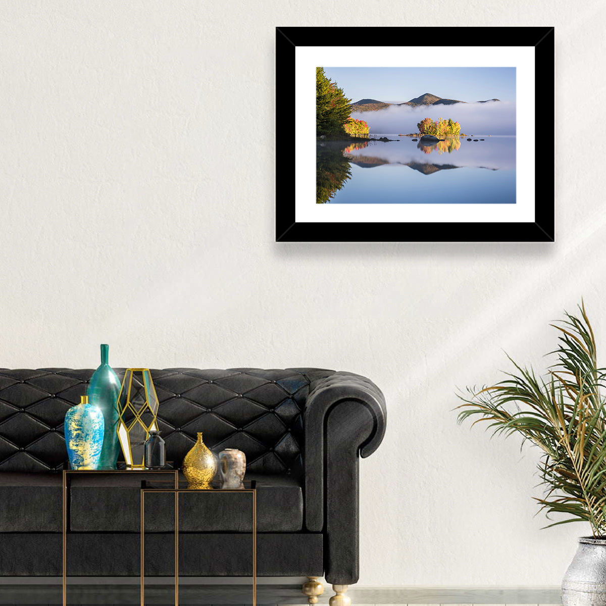 Autumn Morning at Chittenden Lake, Vermont Wall Art in a room, landscape