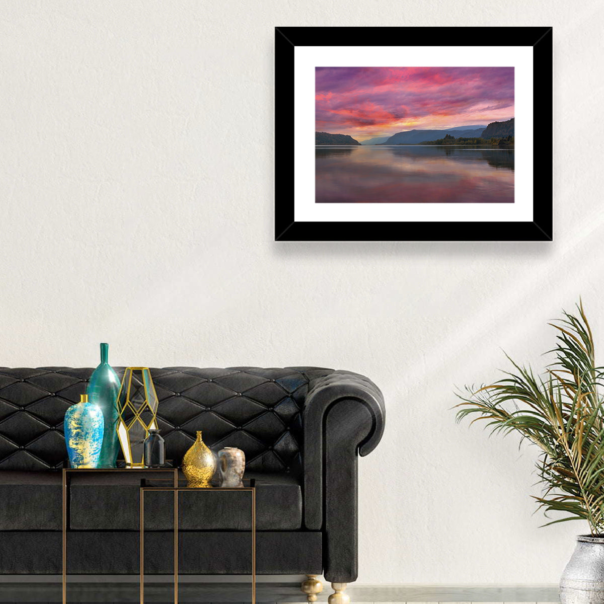 Sunrise Over River Gorge Wall Art in a room, landscape