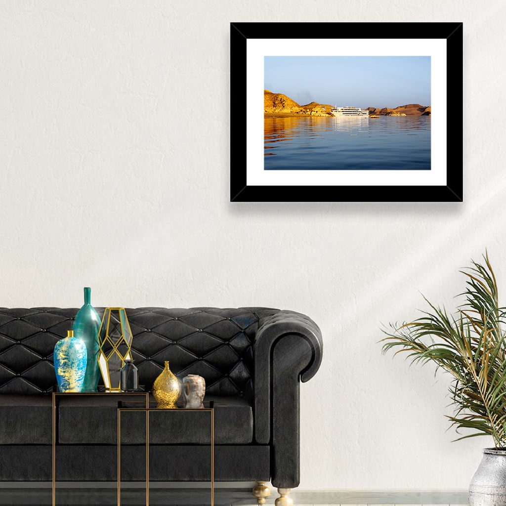 Lake Nasser Cruise Ship at Golden Hour Wall Art