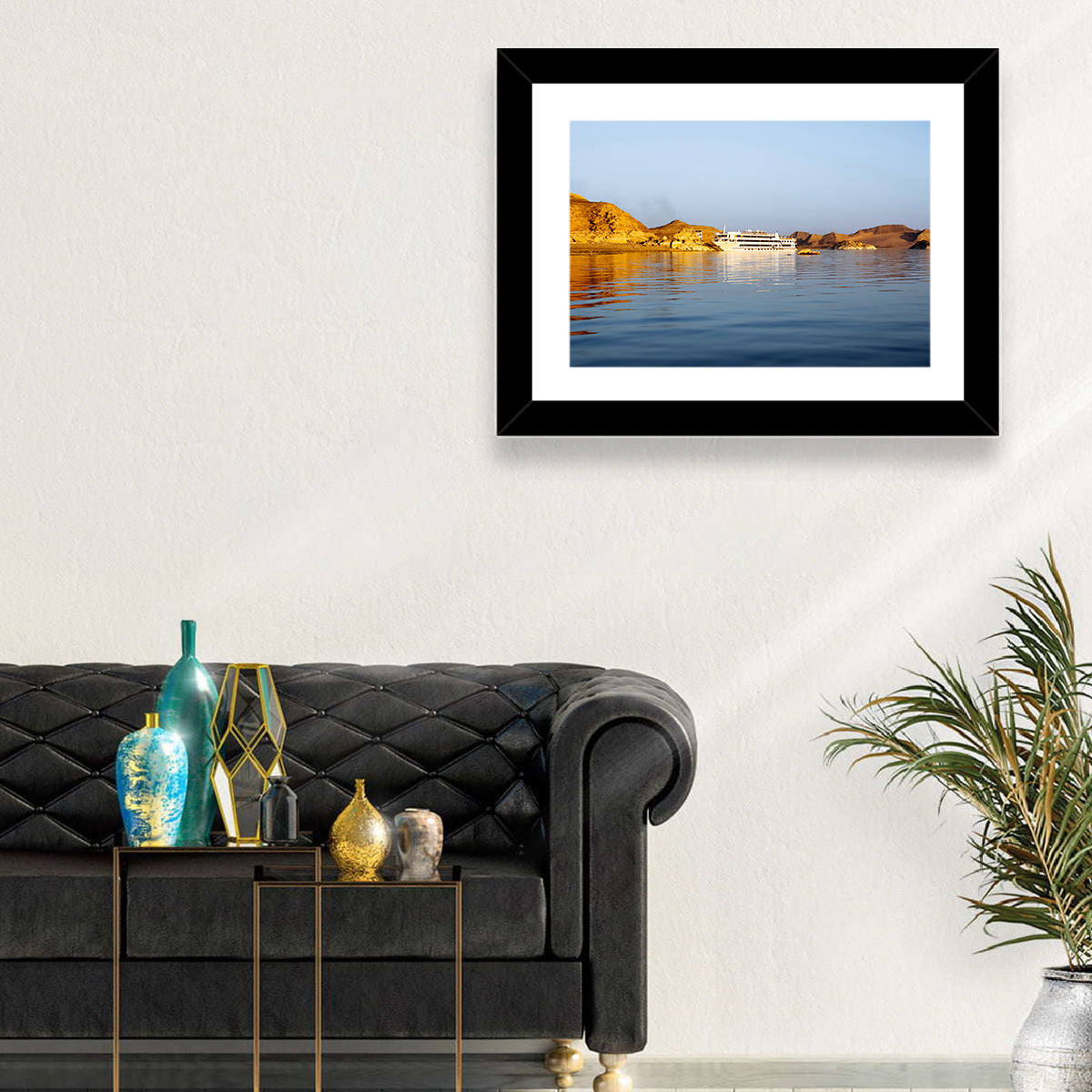 Lake Nasser Cruise Ship at Golden Hour Wall Art