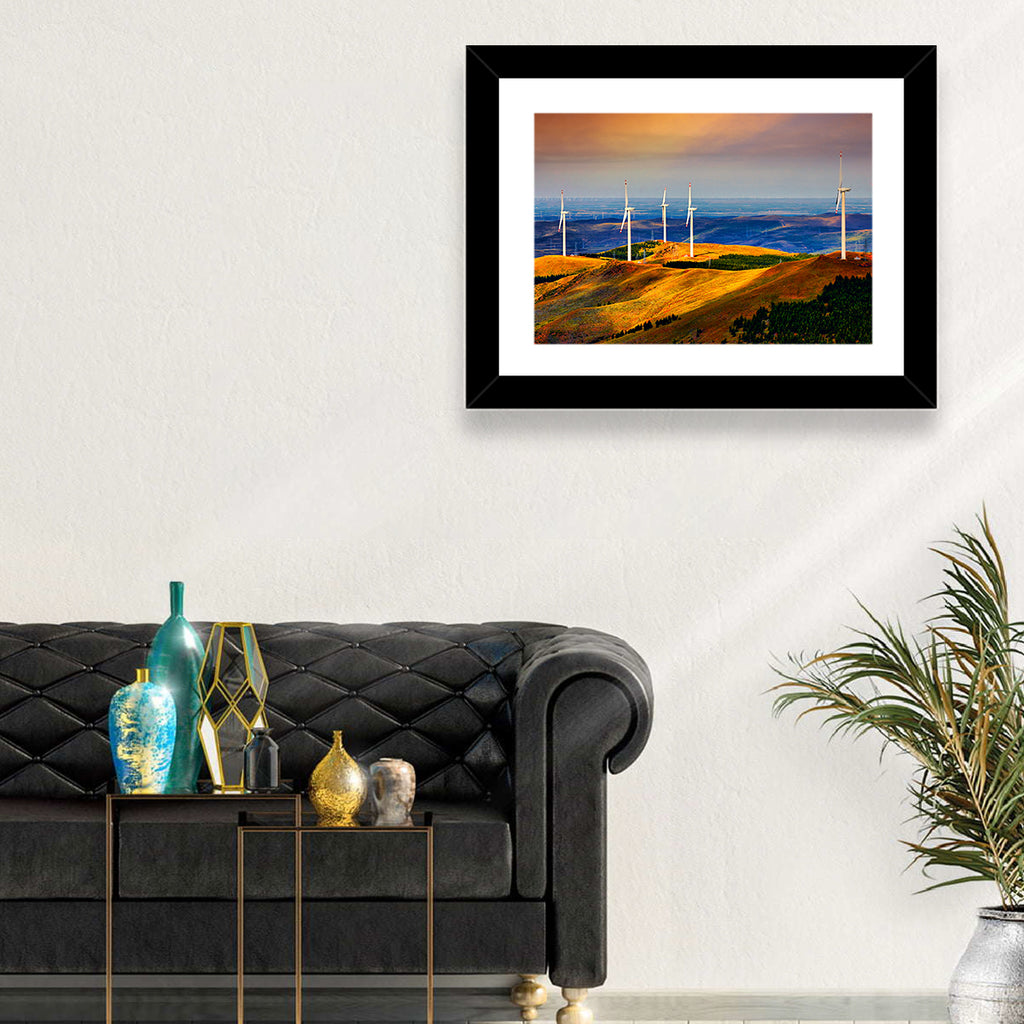 Golden Hour Wind Turbines Wall Art