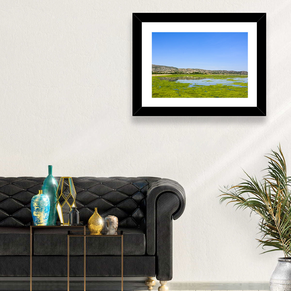 Uchali Lake Algae Reflection Wall Art in a room, landscape