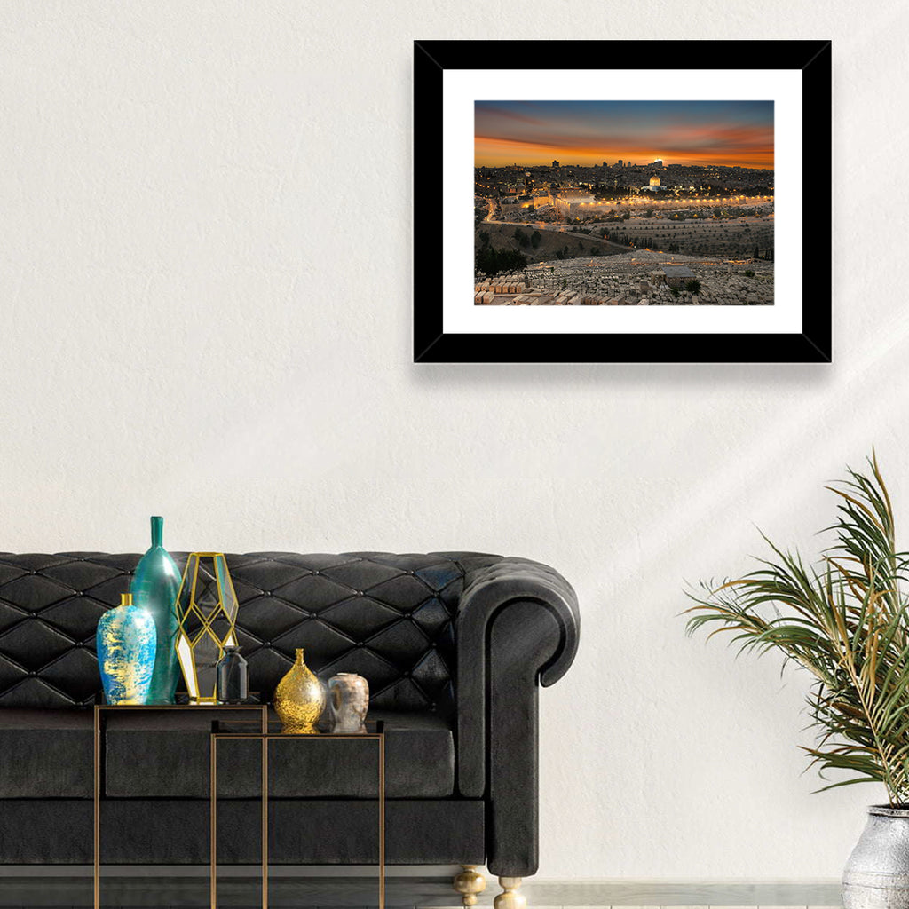 Jerusalem Sunset Over Temple Mount Wall Art