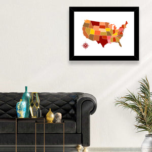 United States Of America Map Wall Art