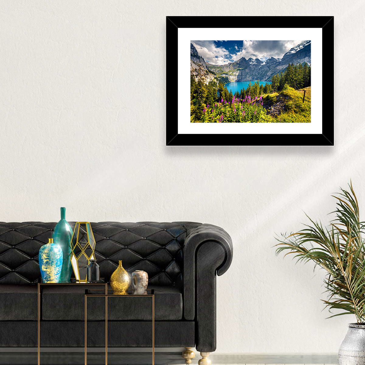 Oeschinensee Summer Landscape Wall Art in a room, landscape