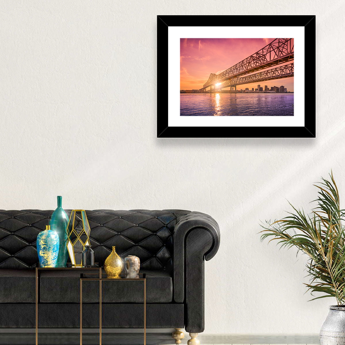 Crescent City Connection at Sunset Wall Art