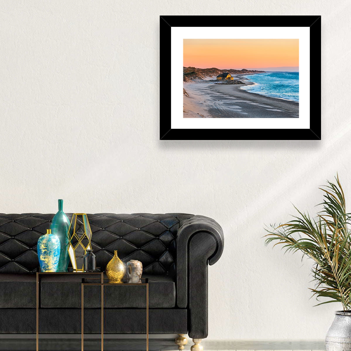 Gammel Skagen Beach House Wall Art in a room, landscape
