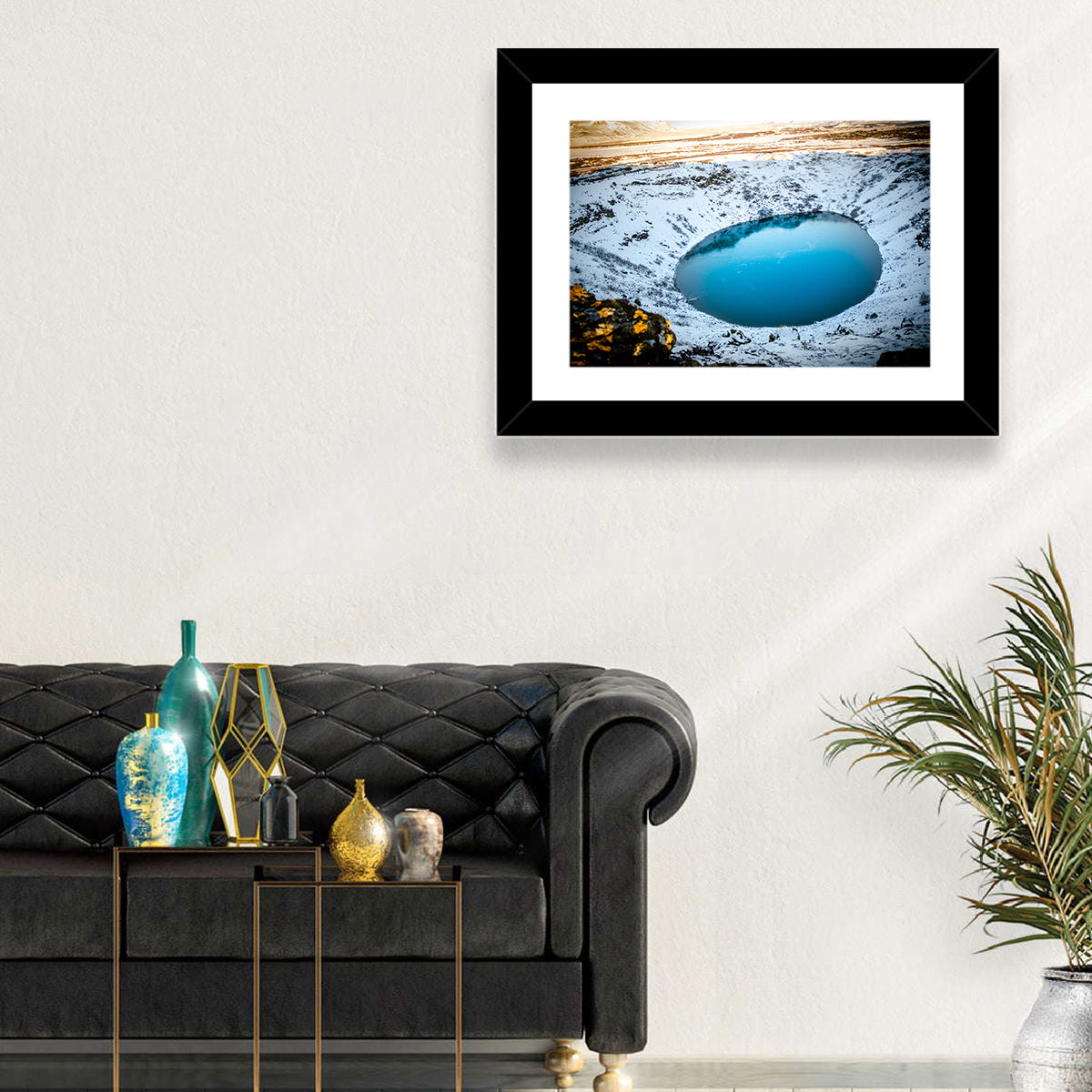 Kerid Crater Lake Wall Art in a room, landscape