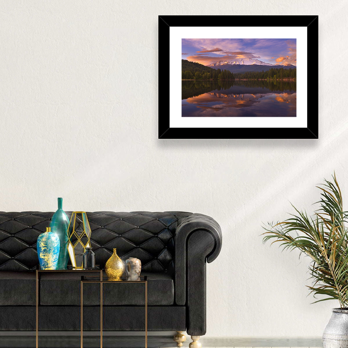 Mt Shasta Over Lake Siskiyou Wall Art in a room, landscape
