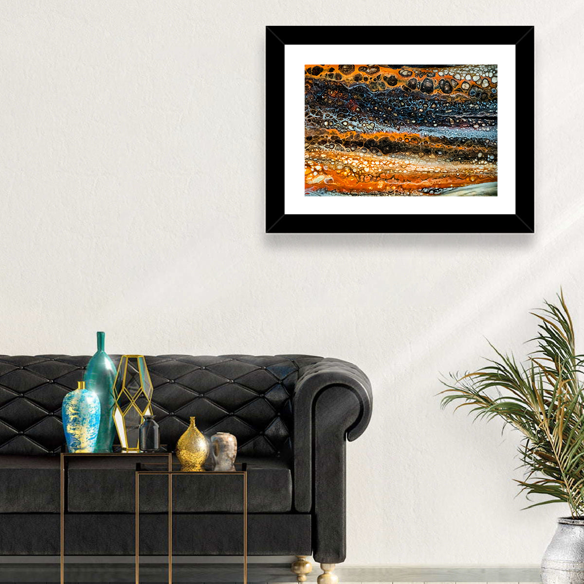 Cosmic River Strata Abstract Pour Wall Art
