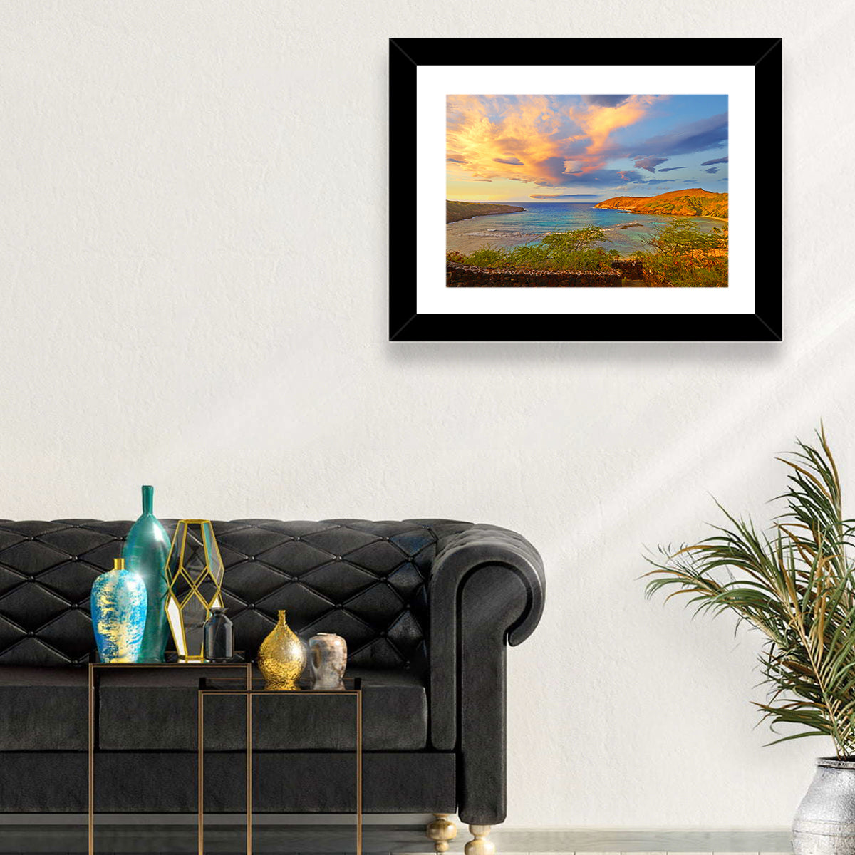 Hanauma Bay Golden Hour Wall Art in a room, landscape