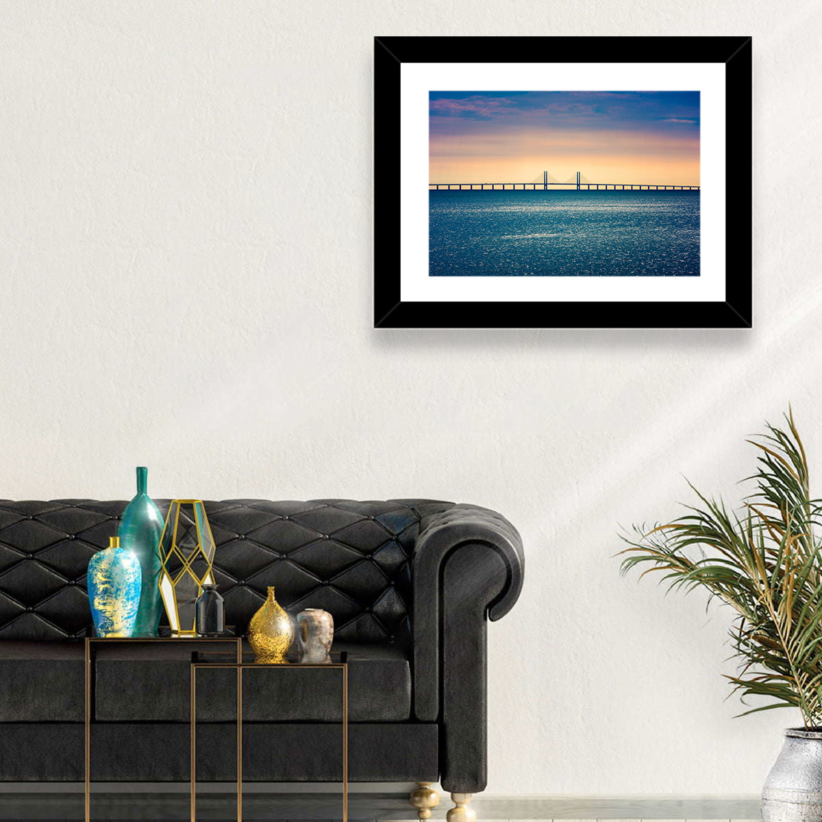 Øresund Bridge at Sunset Wall Art in a room, landscape