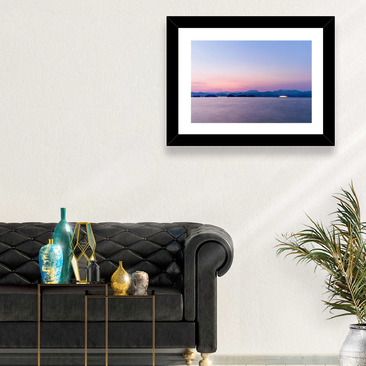 Hangzhou Thousand Island Lake at Dusk Wall Art in a room, landscape