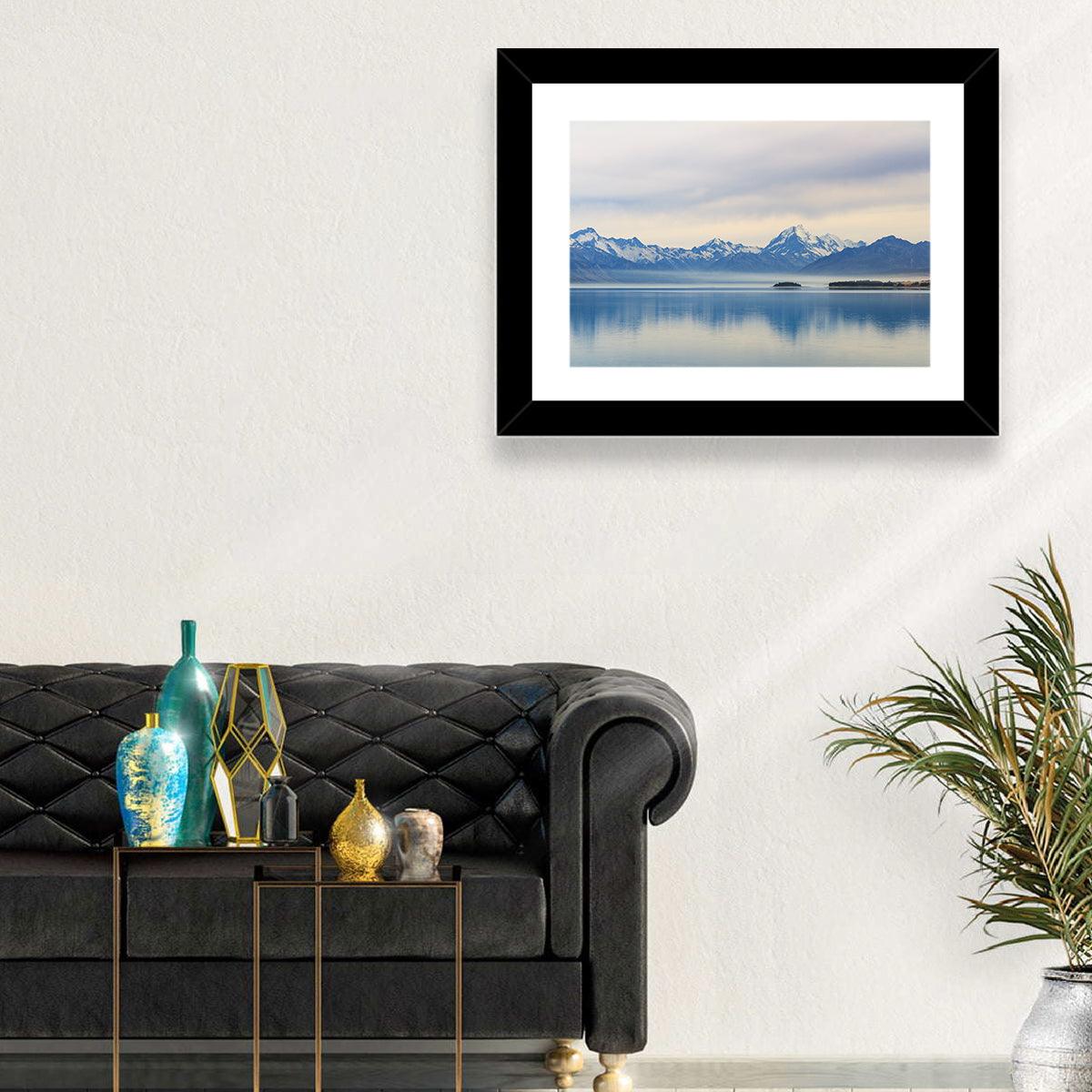 Mount Cook Reflection at Lake Pukaki Wall Art in a room, landscape