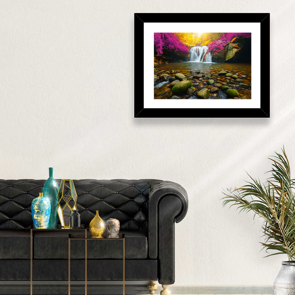 Phu Soi Dao Waterfall at Dusk Wall Art in a room, landscape
