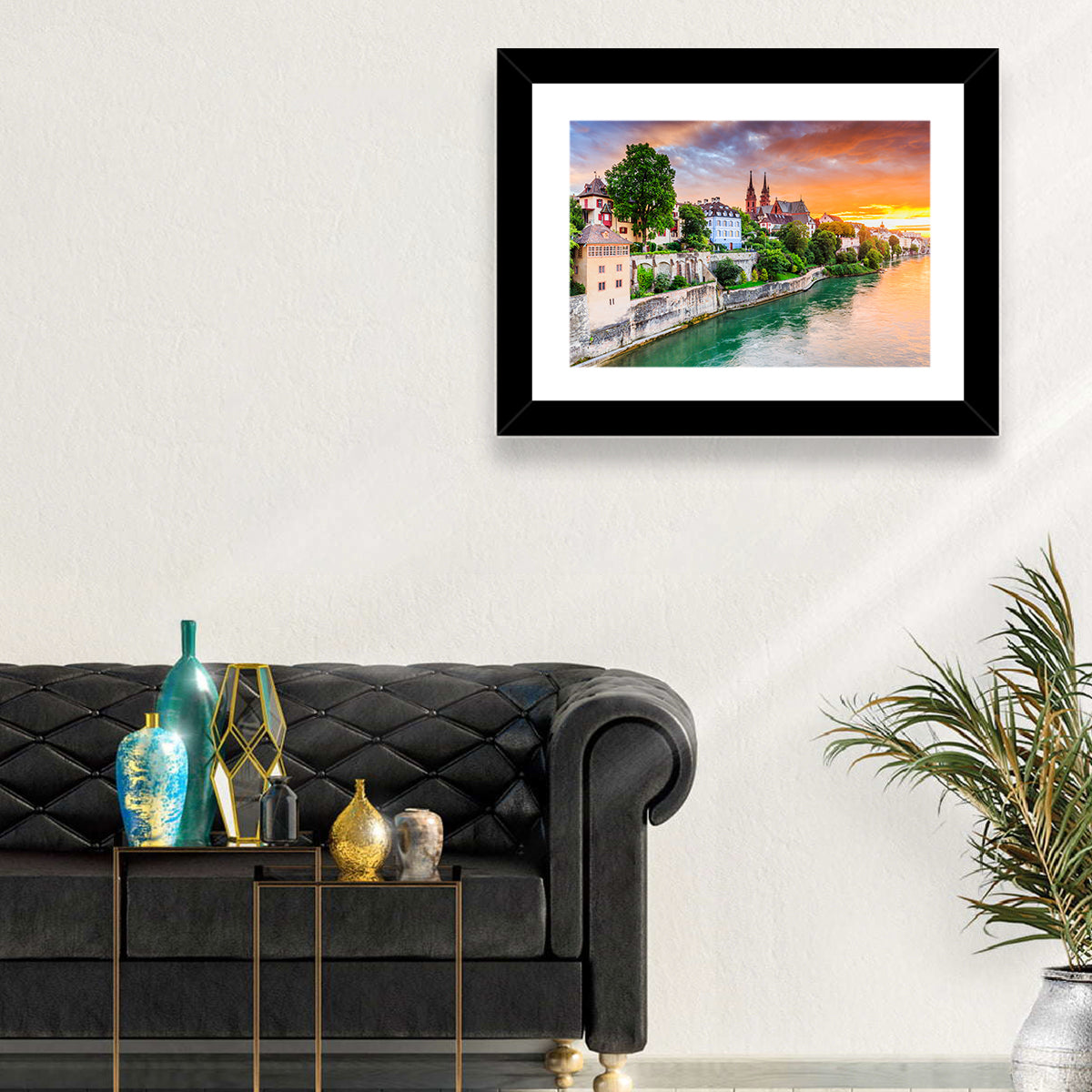 Basel Old Town at Sunset Wall Art in a room, landscape