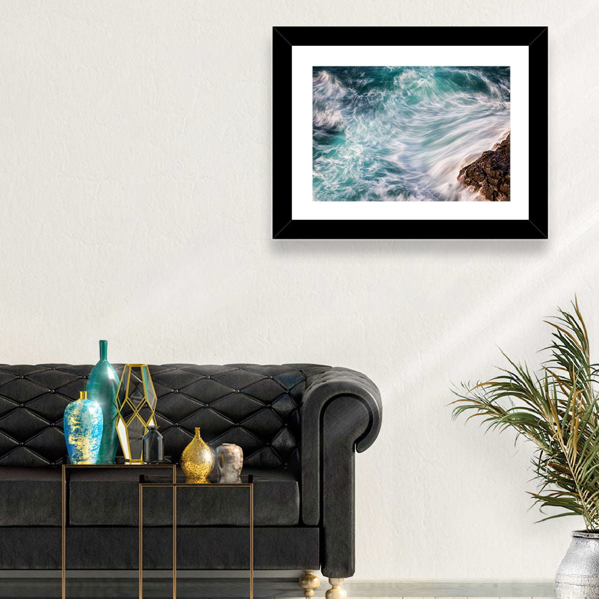 Silky Teal Ocean Waves Wall Art