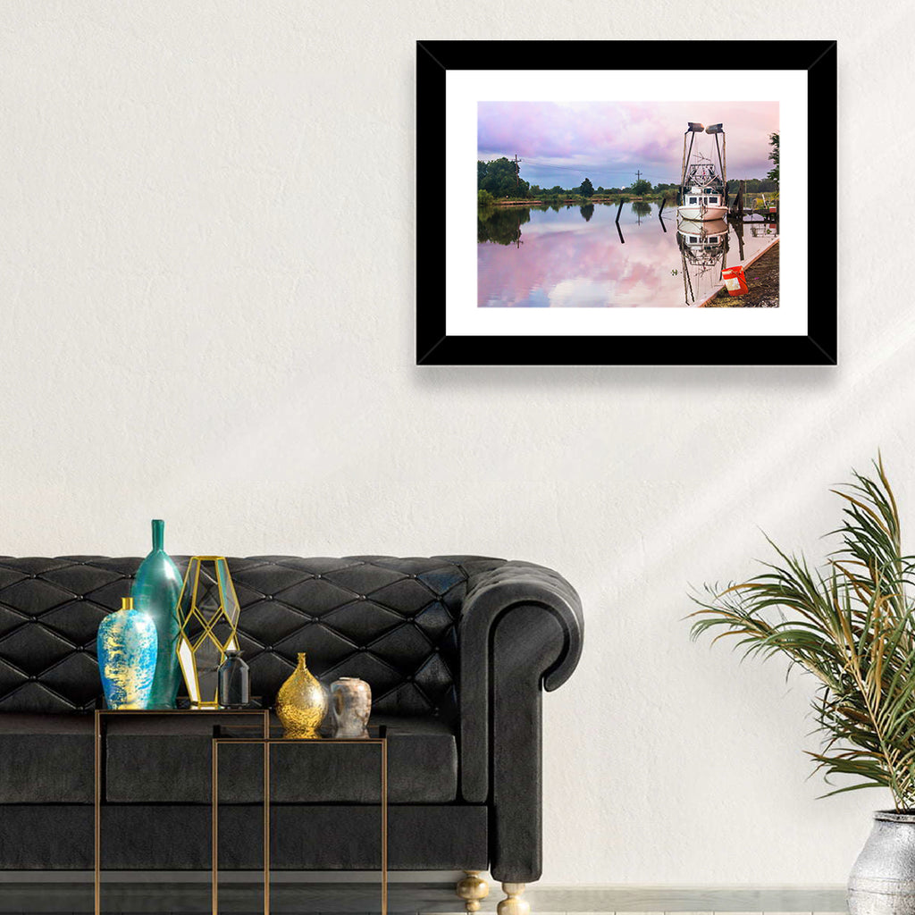 White Shrimp Boat on Louisiana Bayou Wall Art