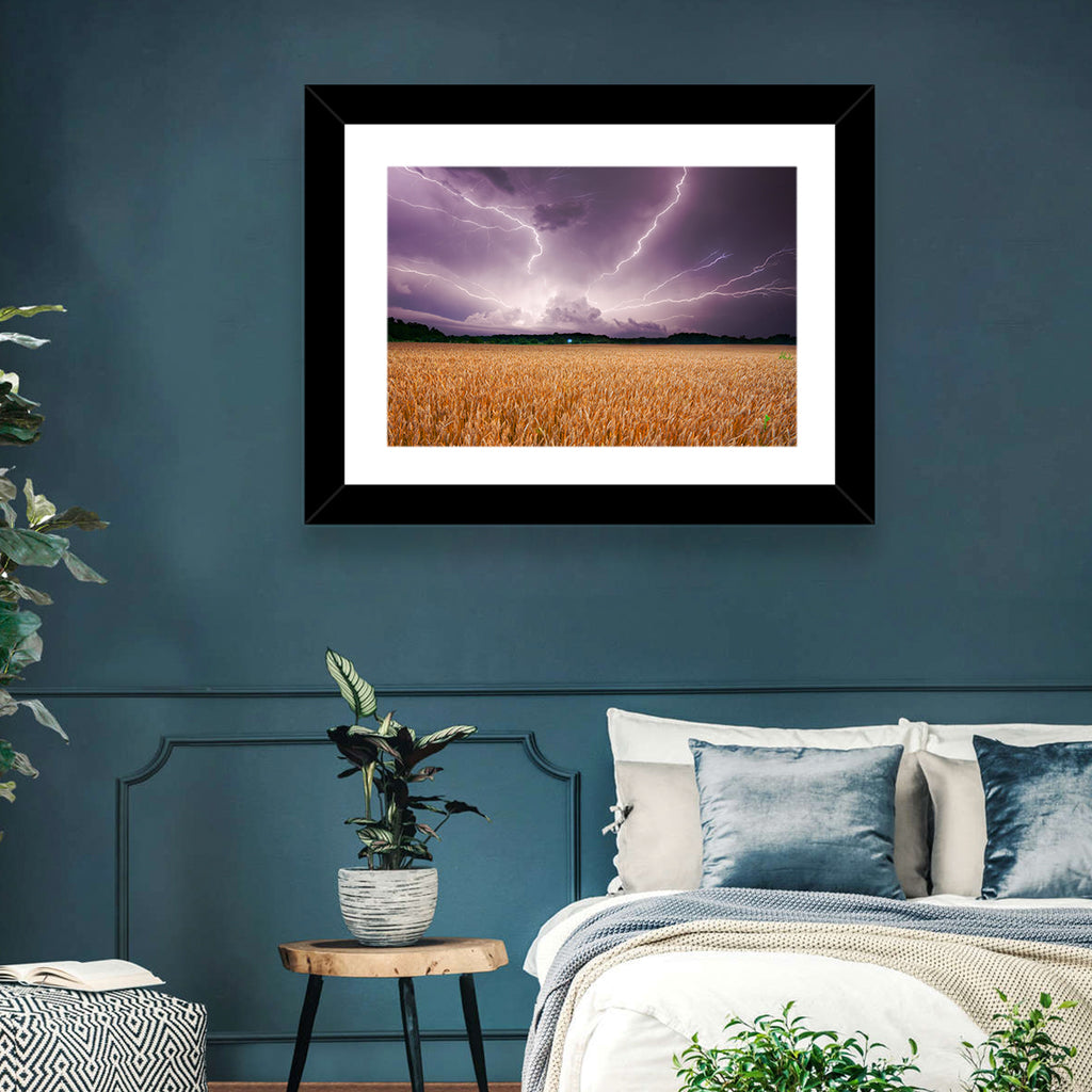 Lightning Over Wheat Field Wall Art