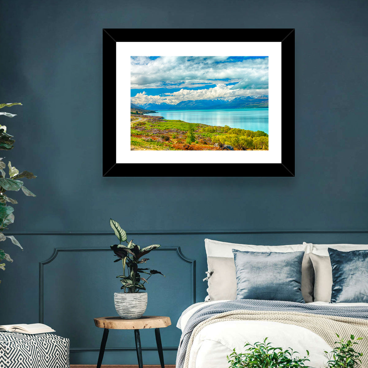 Turquoise Lake Pukaki with Mount Cook Wall Art in a room, landscape