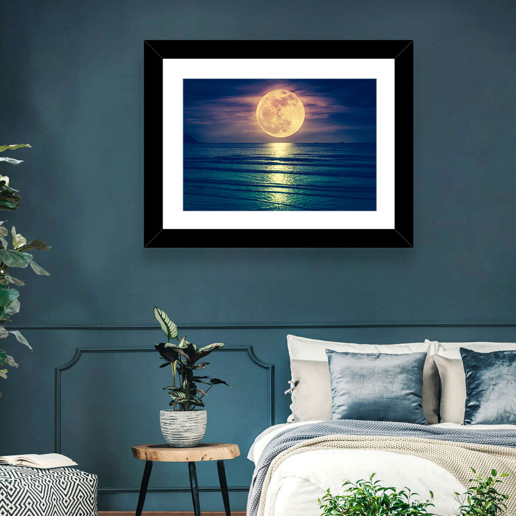 Supermoon Over Calm Sea Wall Art