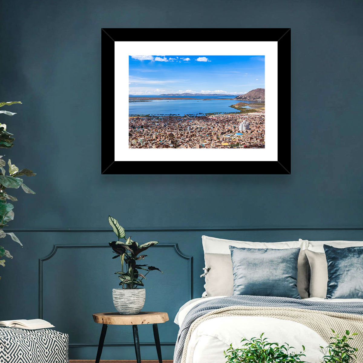 Puno Over Lake Titicaca Wall Art in a room, landscape
