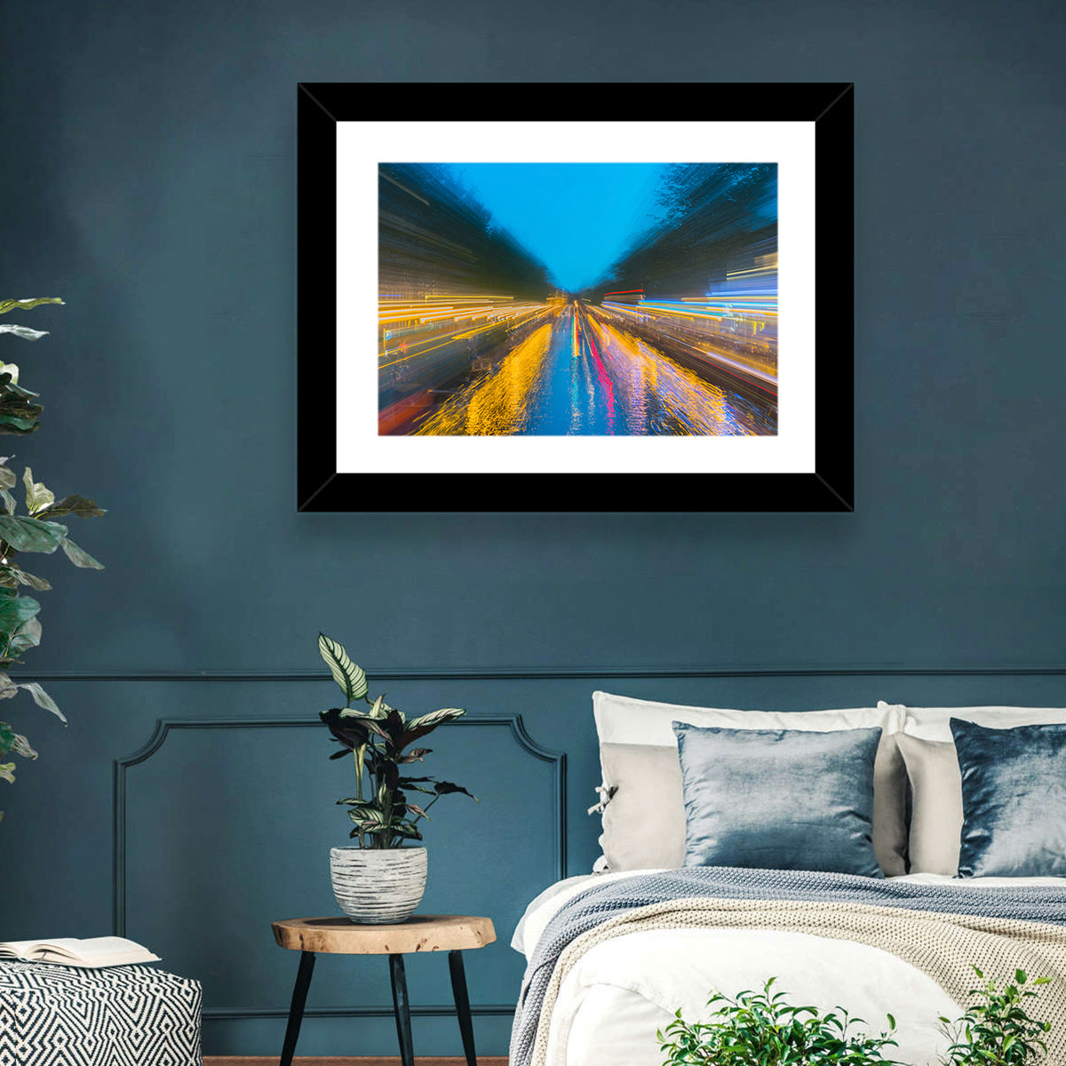 Canal Reflections at Night Wall Art in a room, landscape