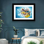 Floating Landmarks with Yellow Suitcase Wall Art