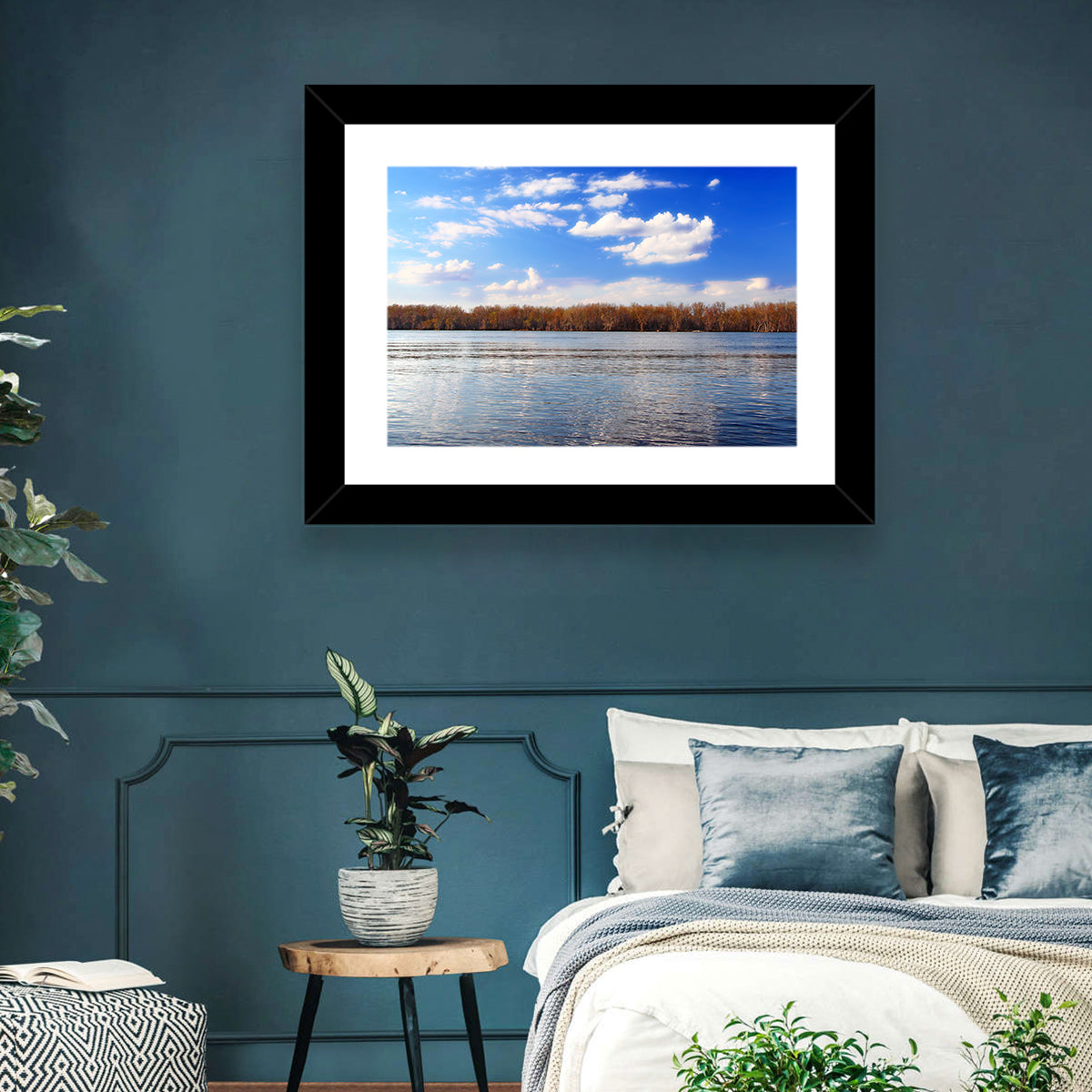 Andalusia Slough Autumn River Wall Art in a room, landscape
